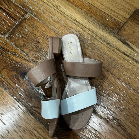 Lulus White and Nude Slide Sandals Size 8.5 - Picture 5 of 7